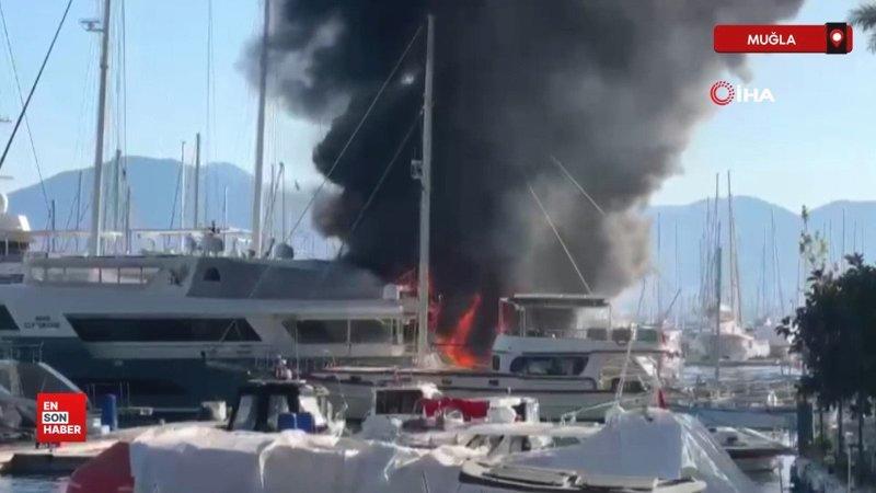 Fethiye’deki yangında motoryat ve 3 tekne alevlere teslim oldu