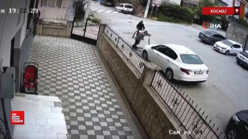 Kocaeli’nde İlginç kaza: Ters yöne koştu, scooter aklına gelince geri döndü