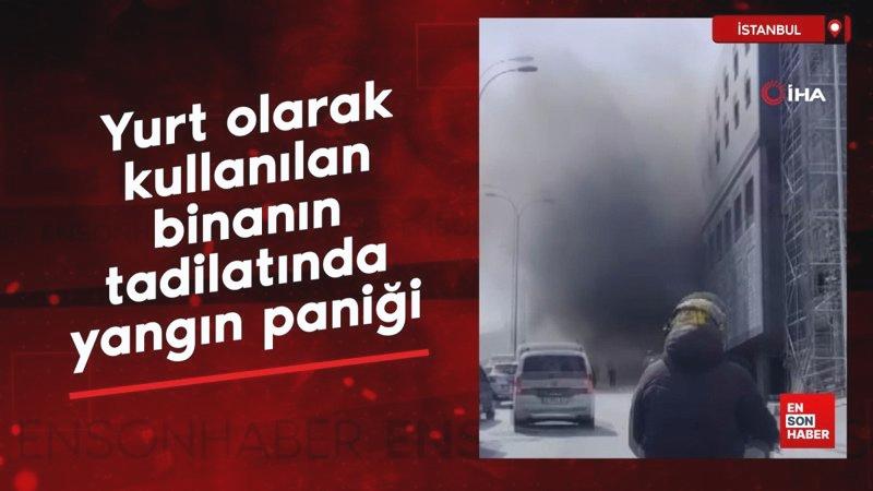 Sefaköy’de yurt olarak kullanılan binanın tadilatında yangın paniği