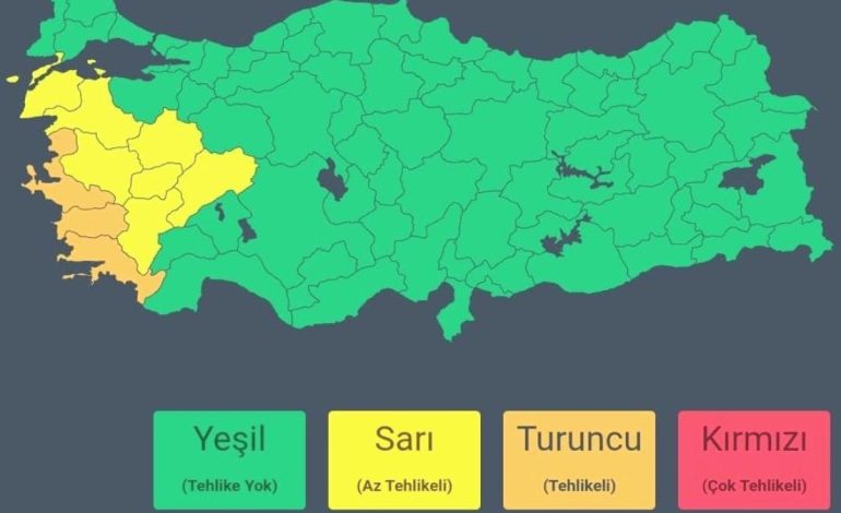 3 ilde ‘turuncu’, 7 ilde ‘sarı’ kodlu fırtına uyarısı