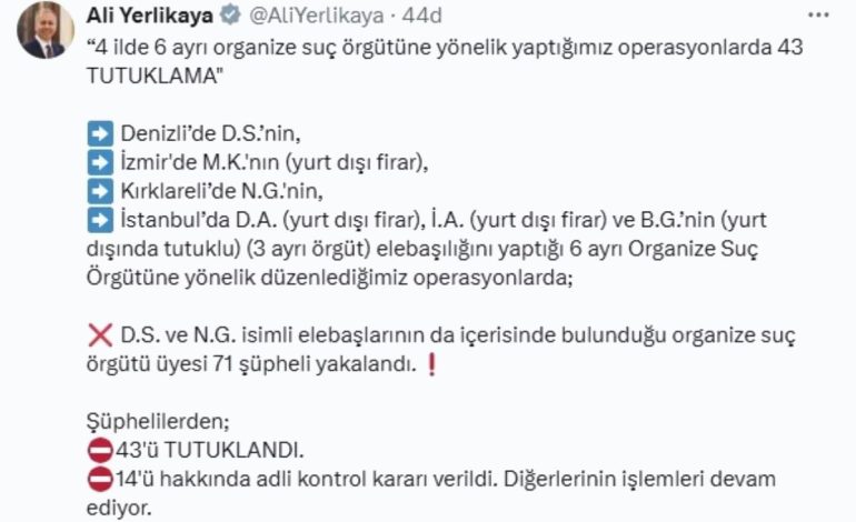 4 İl’de Suç Örgütlerine Büyük Operasyon