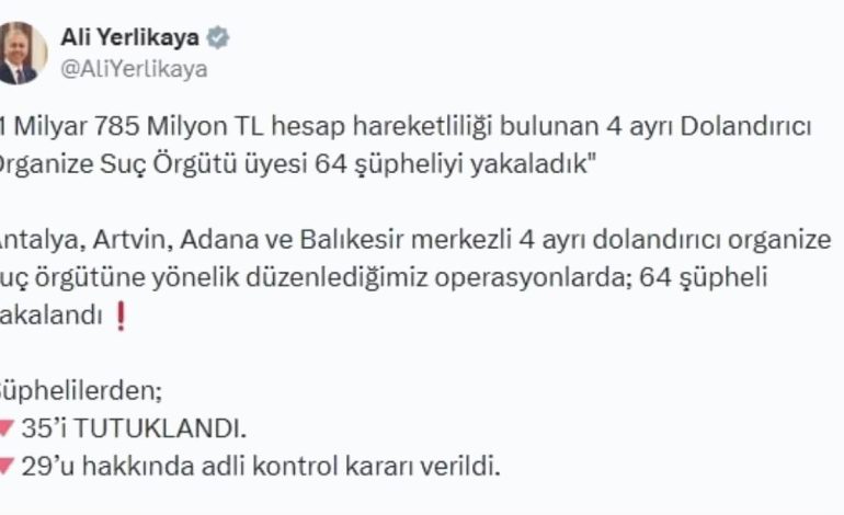 64 Dolandırıcı Yakalandı