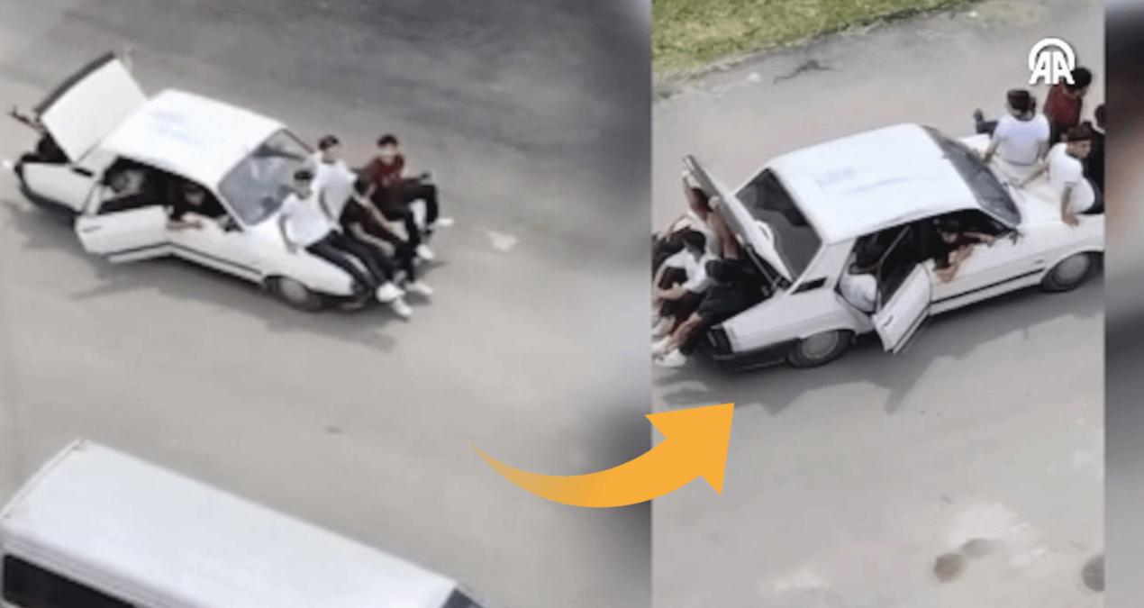 Adana şaşırtmaya devam ediyor: Bir otomobile 14 kişi bindiler