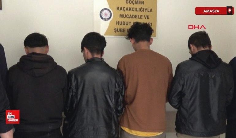 Amasya’da otomobilden 6 kaçak göçmen çıktı