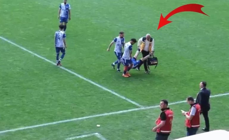 Amatör Lig’de ilginç anlar! Sakatlanan futbolcu sedye yerine elle taşındı