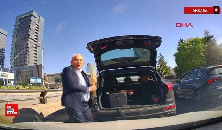 Ankara trafiğinde dehşet: Beyzbol sopasıyla yol kavgası