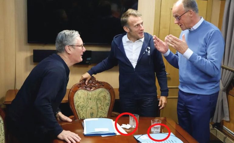Avrupa bu görüntüyle sarsıldı! Macron, Starmer ve Merz trende kokain mi kullandı?
