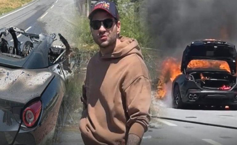 Beşiktaş Başkanı’nın oğlu ölümden döndü: 20 milyonluk Ferrari kül oldu