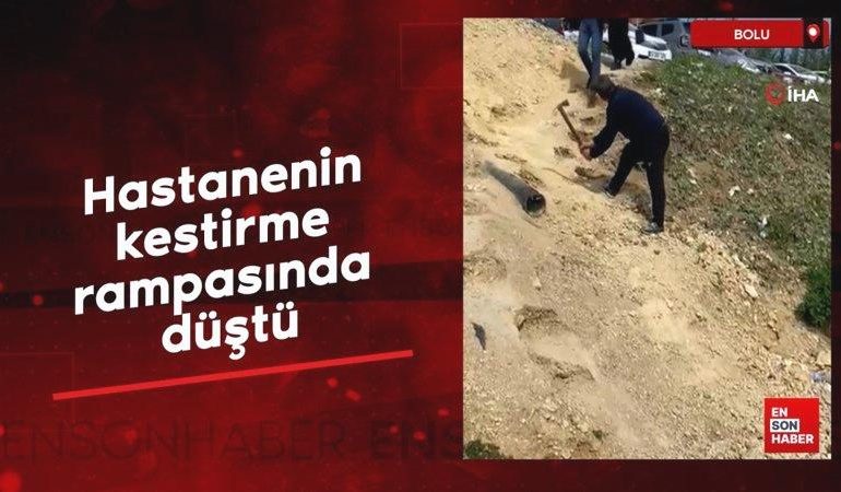 Bolu’da hastanenin kestirme rampasında düştü