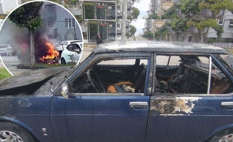 Bursa Mudanya’da seyir halindeki otomobil alev topuna döndü