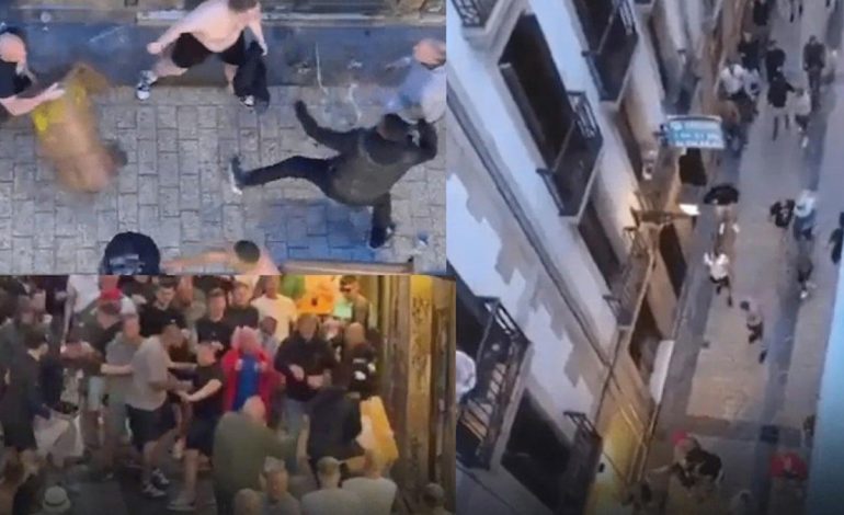 Dev final öncesi İngiliz taraftarlar birbirlerine girdi