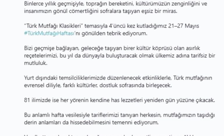 Emine Erdoğan’dan Türk Mutfağı Haftası paylaşımı