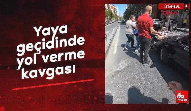 Esenyurt’ta yaya geçidinde tekmeli yol verme kavgası