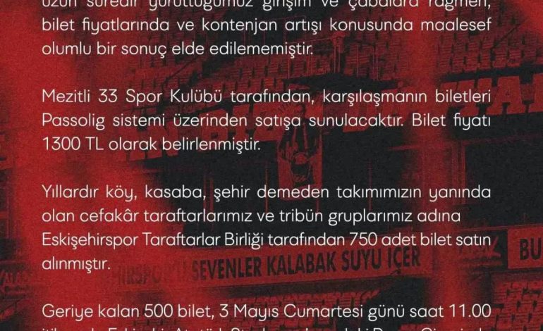 Eskişehirspor’a Taraftar Kontenjanı Artışı Yok
