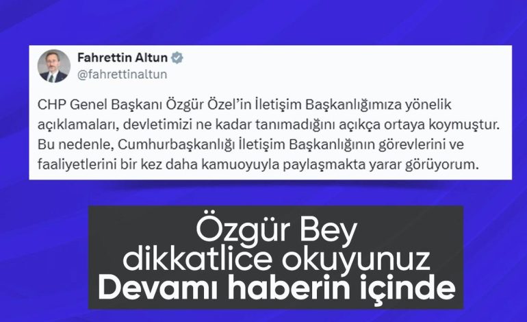 Fahrettin Altun’dan Özgür Özel’e tepki: Devletimizi tanımadığını açıkça ortaya koymuştur