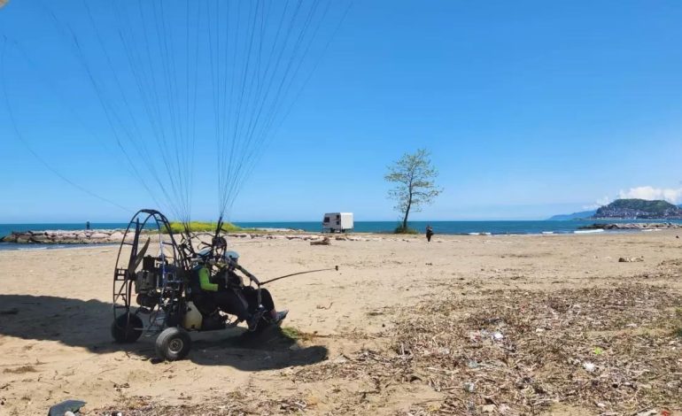 Giresun’da Paramotor Denize Düştü