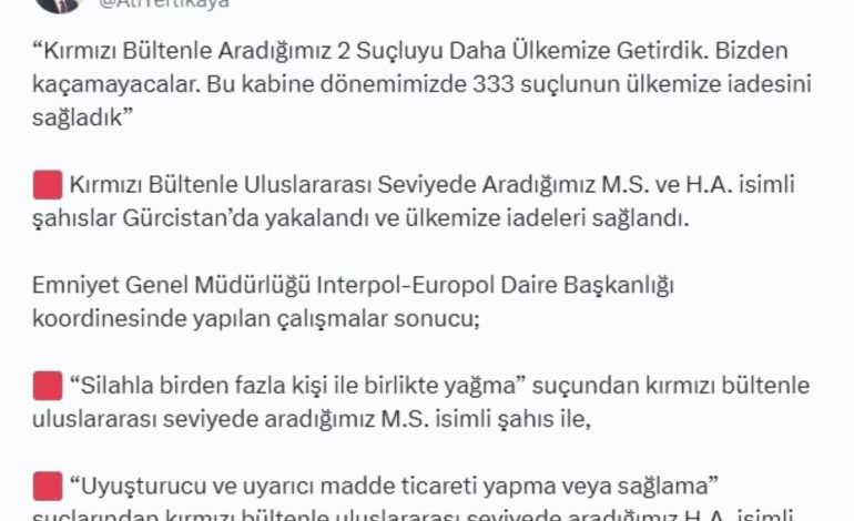 İki Suçlu Gürcistan’da Yakalandı
