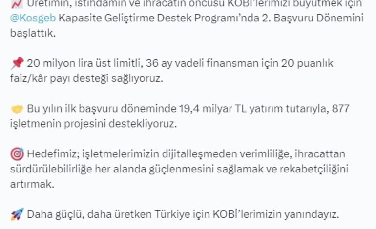 KOSGEB Destek Programı İkinci Dönemi Başladı