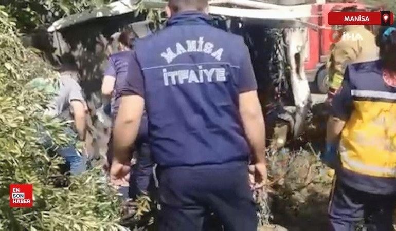 Manisa’da iş makinesini deviren sürücü faciayı önledi
