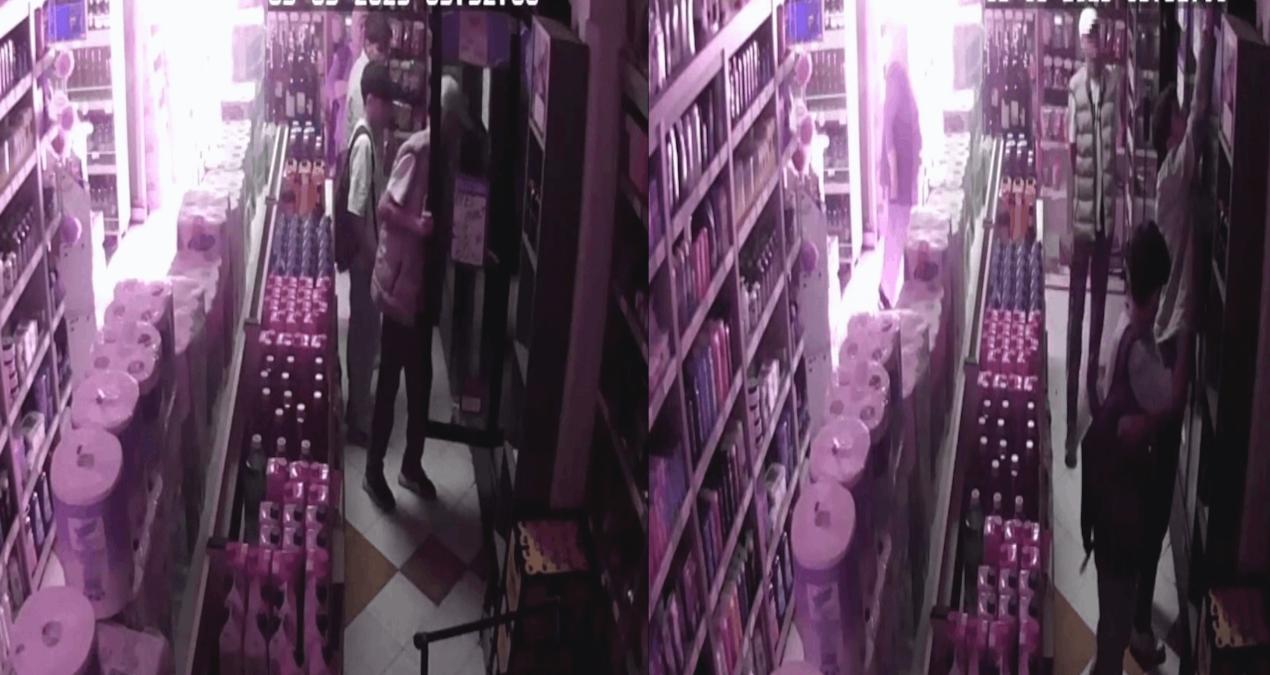 Market sahibini oyalayan hırsızlar içkileri böyle çaldı