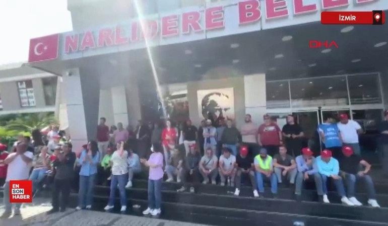 Narlıdere Belediyesi işçileri, grev başlattı