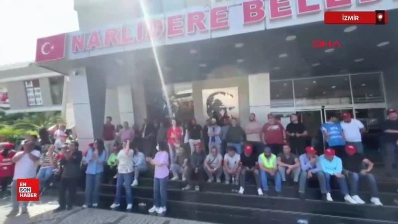 Narlıdere Belediyesi işçileri, grev başlattı