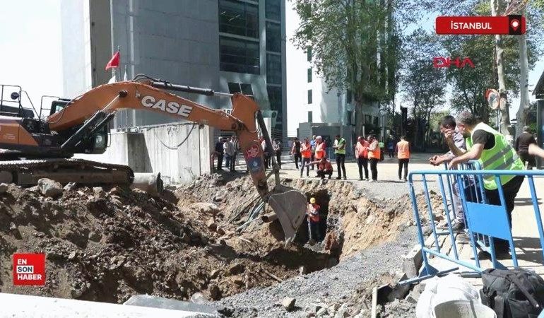 Sarıyer’de çöken yolda alt yapı çalışmaları sürüyor
