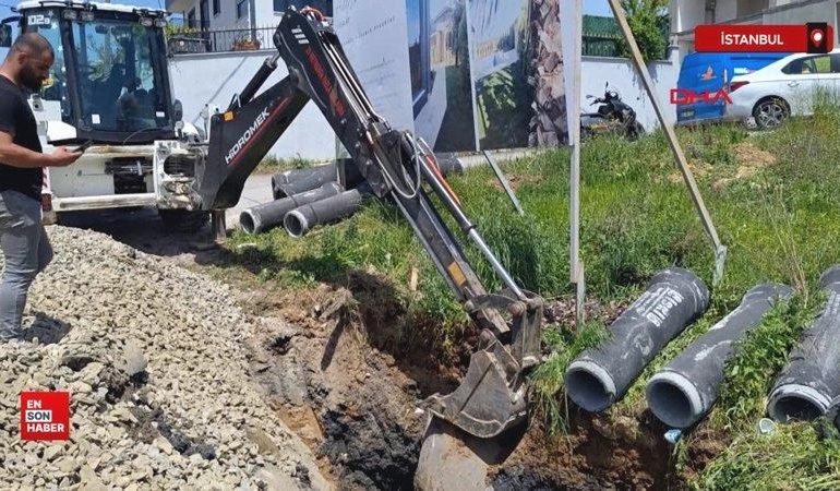 Şile’de İSKİ ekiplerinin alt yapı çalışması sırasında göçük meydana geldi