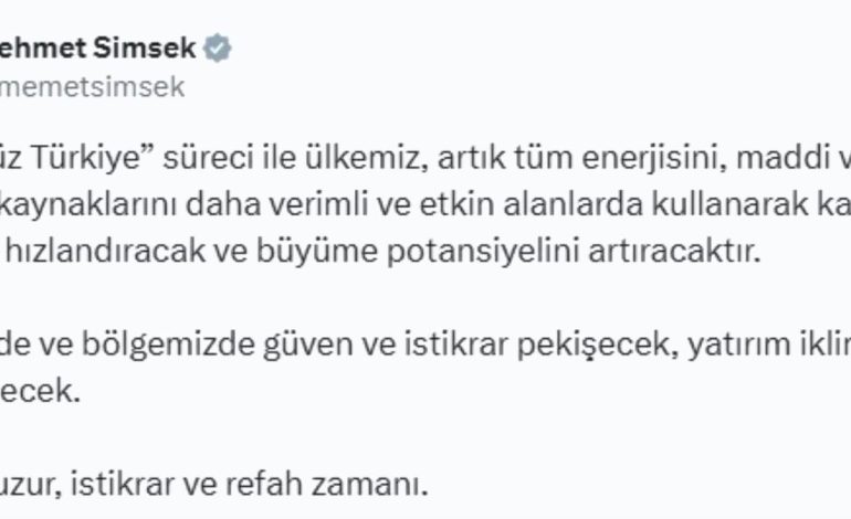 Şimşek’ten Huzur ve İstikrar Vurgusu