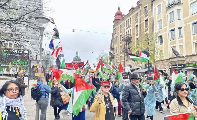 Stockholm’de Filistin’e Destek Gösterisi