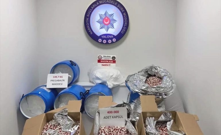 Yalova’da 140 kg Sentetik Ecza Ele Geçirildi
