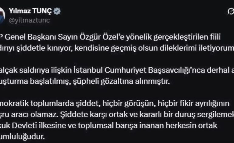 Yılmaz Tunç’tan Özgür Özel’e Geçmiş Olsun